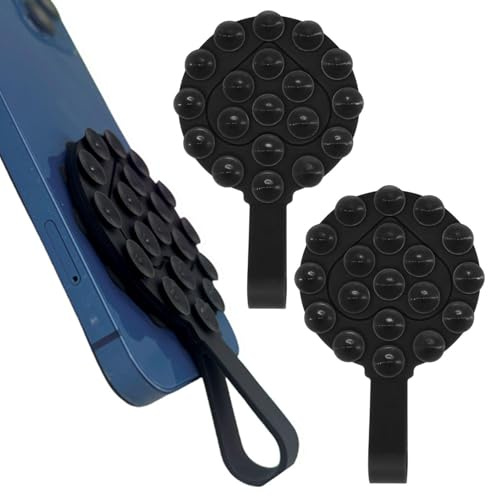 VEHYEGOI 2Pcs Cell Phone Holder Suction Cup, Cell Phone Suction Cup Holder, Suction Cup Cell Phone Holder, Car Suction Cup Holder, Cell Phone Shower Holder, Silicone Cell Phone Holder Suction Cup