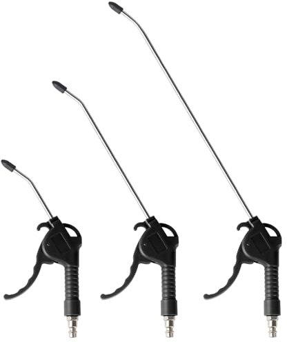 EXLECO 3 X Soufflette Air Comprimé Bec Long Soufflette Compresseur 95mm 295mm 490mm Pistolet Air Comprimé Long Pistolet Compresseur Air avec Raccord 1/4 Accessoires Compresseur D'air Max. 8 Bar Noir