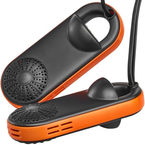 VEVOR Asciuga Scarpe Portatile Elettrico con UVA, Scalda Scarpe Deodorati Asciuga Scarpe per Calzatura Asciugatura Rapida Uniforme per Stivali da Neve, Scarpe di Pelle, Calzini, Nero Arancione