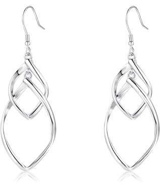Cangall Ohrringe Silber Hängend, 925 Sterling Silber Damen Ohrringe Hängend, Hypoallergen Haken Ohrringe Silber 925 Lange, Unendlichkeit Leicht Ohrhänger Silber Ohrringe Hängend für Frauen Mädchen