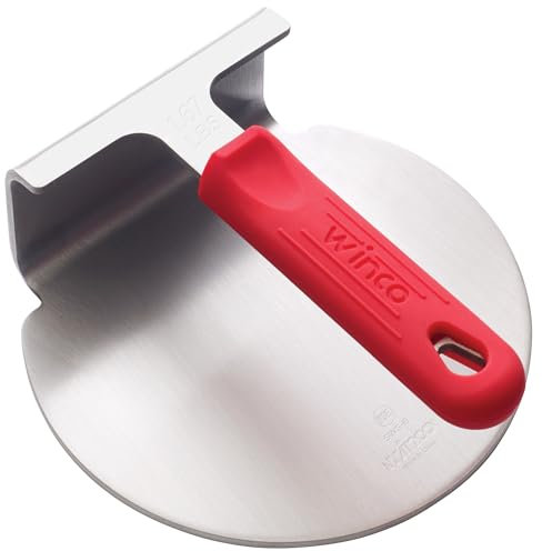Winco SWS-6 Presse à hamburger brisée monobloc en acier inoxydable 18/8 avec manchon en silicone rouge