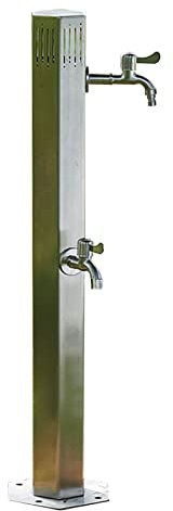 Rubinetti per Esterni, Colonna d'Acqua Verticale in Acciaio Inossidabile per Giardino, Colonna d'Acqua con Rubinetto Indipendente con 2 rubinetti, distributore d'Acqua per Fontana da giardin