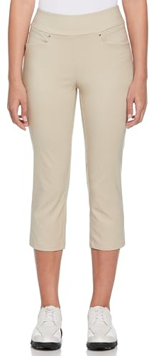 PGA TOUR Women's 22” Pull-on Golf Capri Pants with Tummy Control, Performance Stretch, Moisture-Wicking, Sun Protection Golf Pants