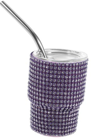 PartyKindom Mini Bicchiere in Acciaio Inossidabile Con Cannuccia Piccolo E Portatile Per Esterni