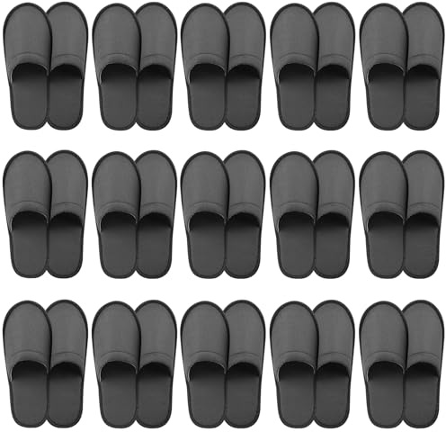WANDGU Gästtofflor: 15 par hotelltofflor set 28 x 11 x 0,6 cm, frottétofflor för skönhetscenter, läkare, hotell, kvinnor och män, gästtofflor set unisex grå, Vit, Einheitsgröße