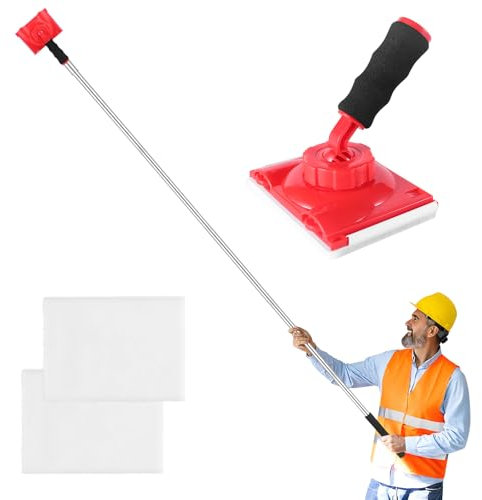 Paint Edger Tool For Ceilings, Paint Edge Trimmer Plus - 2 Replaceable Pads, 35-78 Inch Spliceable Long Pole Edge Painting Tool with Refillable Painter's Pads, Ideal for Corner Wall & Ceiling Painting