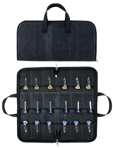 Pocket Knife Roll Bag,Zipper Knife Display Case with 18 Slots,Waxed Canvas Folding knife Case,Pocket Knife Holder Storage Case for Collection,Knife Organizer for Tactical Camping EDC Mini (Black)