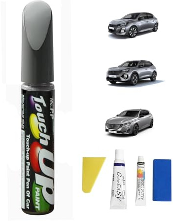 Treesiche Lackstift für Peugeot, Autokratzer-Entferner, 2-in-1 Lackstift mit Pinsel zum Entfernen von Kratzern im Auto, Artense Silver (KCA)