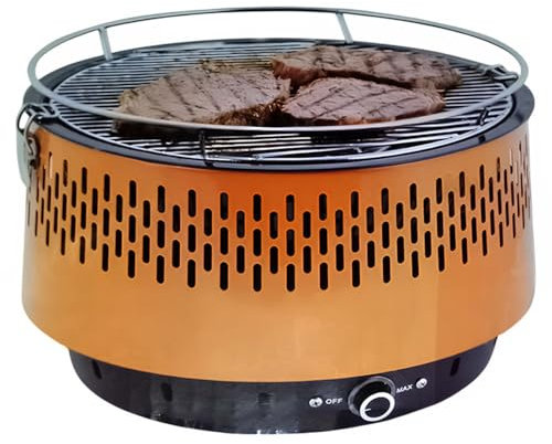 Barbecue a Carbone Portatile con Sistema di Ventilazione Antifumo odori griglia compatto per campeggio pic nic da Tavolo 34x25 cm a Batterie