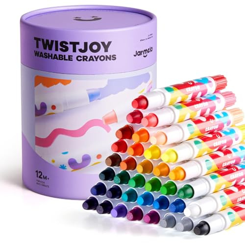 Jar Melo Jumbo Crayons for Toddlers, 36 Colors TwistJoy Washable Crayon | Ultra-Silky, Non-Toxic, Easy to Hold, Safe for Babies, Children's Gift, Back to School