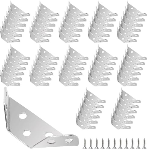 100 Stück Eckverbinder Metall, Dreiecksstütze Edelstahl Dreieck Winkel | NGOSUET Metall Winkelverbinder Dreiecksstütze, Eckverbinder Zur Verstärkung und Reparatur von Holz Möbel