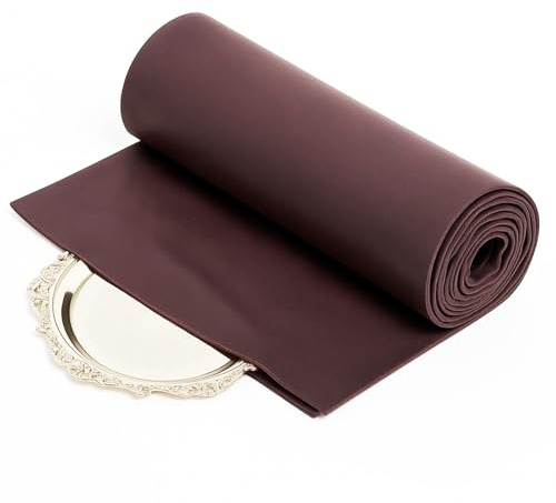 Jecery 1.1 Yard Anti Tarnish Silver Cloth by the Yard, Luxury Jewelry Silver Polishing Storage Protect Cloths for Silverware Flatware Silversmith Polishing (Brown)