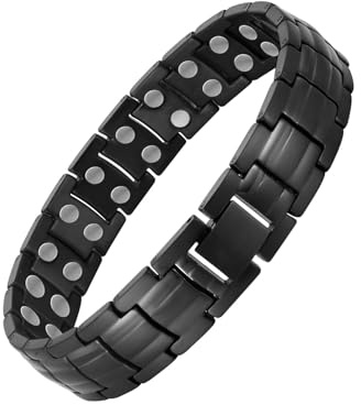 TDEXI Magnetarmband Herren Doppelreihiges Titanarmband Ultra-Stärke-Magnete mit Einstellwerkzeug und Geschenkbox