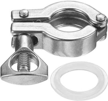 PATIKIL Tri Sanitary Clamp Single Pin, Heavy Duty 304 Stainless Steel Clamp Sanitary Fittings with Wing Nut Silicone Gasket for Ferrule TC Tube OD 3/4 Flange Size 34mm, Silver