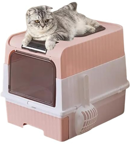Caja de para Gatos, cajón de Gran tamaño, Caja de para Gatos, protección contra Salpicaduras | Suministros para Gatos, Altos, inodoros, Plegable, Ligero, con Pala colador y fácil de Viajar