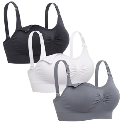 Astrélie Seamless Nursing Bra for Women, Ultra Soft Wireless Maternity and Postpartum Sleep Bra, Breastfeeding Bra with Removable Pads Pack of 3