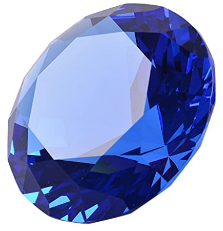 Longwin Kristall-Briefbeschwerer in Diamantform, 100 mm breit, einheitliche Farbe, als Ornament oder Dekoration für zu Hause, blau