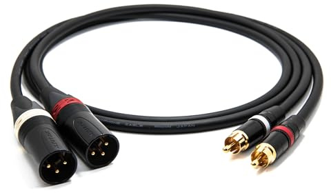 enoaudio Mogami 2534 Quad Stereo Paar (L,R) Audio Kabel | Neutrik Gold Cinch RCA - XLR male | HiFi, 10 m