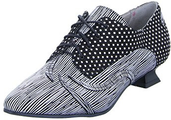 Simen Damen Pumps 0887A Hochfrontpumps Schnürer Leder Schwarz Weiß, Größe 40