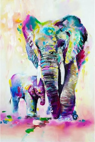 WACYDSD Puzzle 1000 Teile – Bunter Elefant | präzise passende Puzzleteile, Buchstaben-Sortierung A-H auf der Rückseite, großformatiges Poster inklusive, 75 x 50 cm