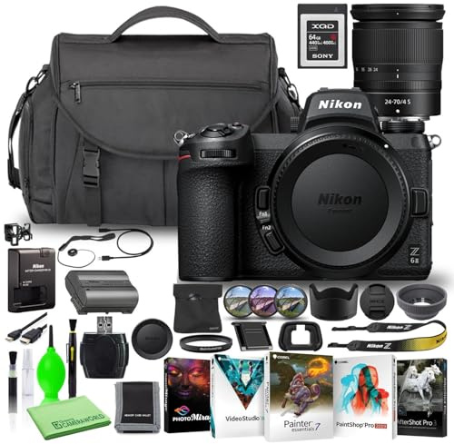 Nikon Z 6II 24.5MP Mirrorless Digital Camera with 24-70mm Lens (1663) USA Model Deluxe Bundle with Sony 64GB XQD Memory Card + Nikon DSLR Camera Bag + Corel Editing Software + Filter Kit