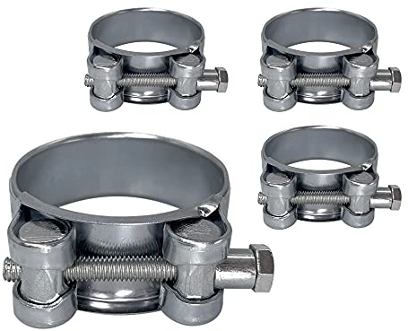 (4 Stück) Rohr 48-51 mm starke verstärkte Rohrschellen, verzinkte Stahlrohr-Schlauchklemmenverschlüsse (4 Stück, 48-51 mm)