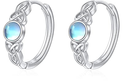 POPLYKE Sterling Silber Mondstein Creolen Kleine Huggie Ohrringe Schmuck Geschenk für Frauen