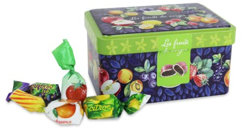 Barnier | Caramelos De Frutas Mixtas | Caramelos Rellenos De Fruta Enlatada | Recipiente con Caramelos de Frutas Mixtas Rellenos | Caramelos Dulces De Frutas - 100 Gr