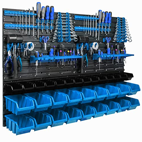 Scaffale da parete con sistema di stoccaggio 115 x 78 cm 32 pezzi impilabili per riporre oggetti a vista pannelli da parete extra resistenti espandibili scaffali da officina scaffali da officina