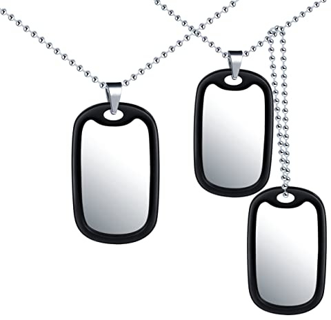 Feilok Herren Damen Kette aus Edelstahl mit Militär Armee Erkennungsmarke Dog Tag Ausrüstung Anhänger Halskette für Männer