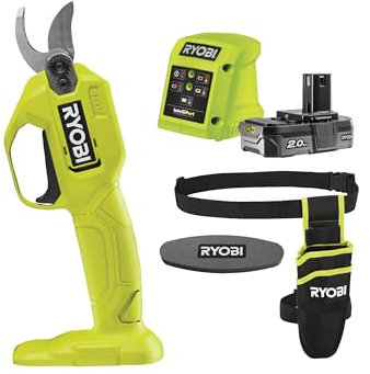 Cesoia a batteria Ryobi RY18SCA-120P con batteria 18V 2AH, Caricabatteria, fodero e pietra per affilatura