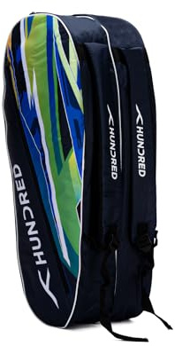 Hundred Debut Badminton- und Tennisschlägertasche | Material: Polyester | 3 Fächer | Einfacher Tragegriff | Gepolsterte Rückentragegurte | Reißverschlusstasche vorne, Marineblau