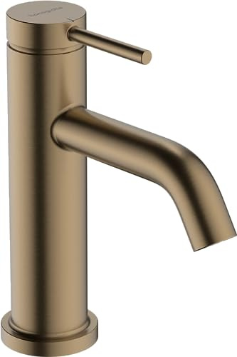hansgrohe Tecturis S - Tvättställsblandare för kallvatten utan bottenventil, Kallvattenkran med utloppshöjd 80 mm, Badrumskran vattenbesparande (EcoSmart+), borstad brons, 73313140