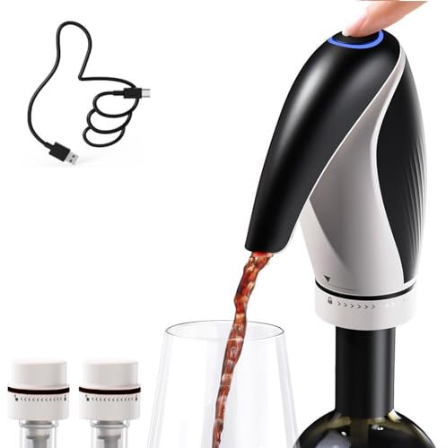 Electric Wine Decanter, CorporateGiftPro Electric Wine Aerator, Wine Pourer and Wine Gifts for Wine Lovers (BlackWhite)