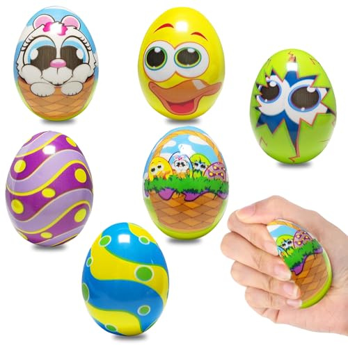 6 Stück Ostereier Stressball,Squeeze Osterei Spielzeug,Antistress Spielzeug Bälle,Sensory Stress Bälle für Kinder,Stressball Ostern Ei,Ostern Thema Mitgebsel,für Jugendliche Erwachsener Kind