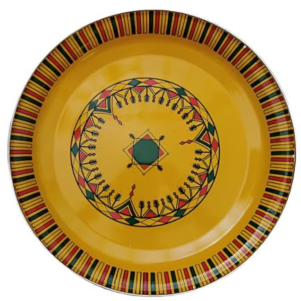 fiskenet Platos esmaltados grandes para asar, bandejas de empanado rojas, amarillo y blanco, 1 plato de servir de granja en casa (amarillo, 11.4 pulgadas)