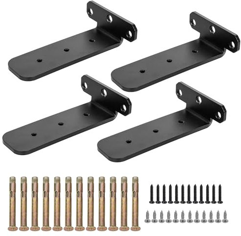 SAYAYO Regalhalterung Schwarz Schwerlastwinkel Tablarträger 150mm Winkel Metall Wandmontage 4 Stück Regalhalterung Unsichtbar für Holz Regal