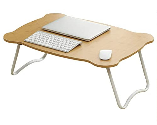 ISCBAFYX Elegantniture Laptop-Betttablett, Schoßbettständer, tragbarer Stehtisch mit klappbaren Beinen, Tablet für Sofa, Couch, Boden (Farbe: Rosa)/Holz 2