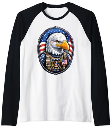 Patriotischer Adler in Soldaten Gear | Freedoms Brave Guardian Raglan
