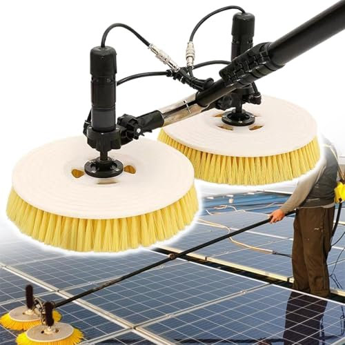 Eastnmythet Electric Dual Head Solar PV Panel Cleaning Robot, 3.5m/5.5m/7.5m Solar Panel Cleaning Telescopic Rod Brush,Mains Electricity-3.5m/11ft