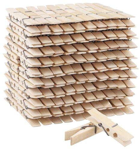 TAICHEUT 600 PCS 6.1x1.1cm Wood Clothes Pegs, Wooden Clothespins, Small Bamboo Clips for Crafts, Clothes, Photos
