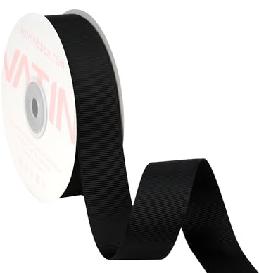 VATIN Black Grosgrain Ribbon, 25mm X 22m, Black Polyester Grosgrain Ribbon,Use for Bows DIY Hair Accessories, Gift Wrapping, Craft and Sewing