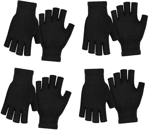 4 Pairs Fingerless Winter Gloves Typing Half Finger Gloves for Women Men