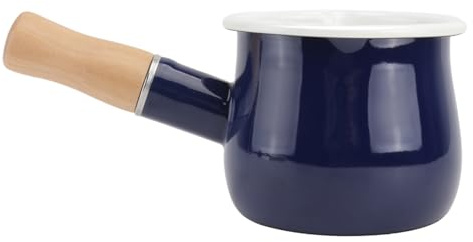 Red 10cm Enamel Milk Pan with Pouring Spouts for Cooking | Nonstick Finish , Insulated Handle , Suitable for Milk and Porridge, Baby Food Prep and Coffee Warming Random Color