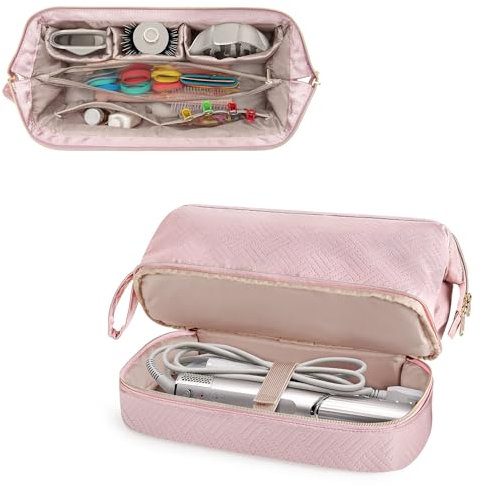 Fasrom Storage Case Compatible with Dyson Airwrap, Wide-open Hair Travel Bag Compatible with Shark Flexstyle Hair Dryer Attachments Storage for Women Travel Essentials, Rose (Patent Design, Bag Only)