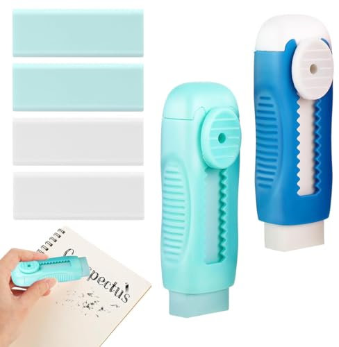 EIH1 2 Stück Radiergummi Kinder Push-Pull Radiergummi Weich Radierer Schule mit 4 Ersatzstücken Radiergummi Set für Schulen und Büros Malerei Radiergummi
