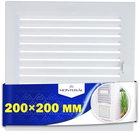 Rejilla Ventilacion 200x200mm está Equipada con Mecanismo Apertura y Cierre | Fabricada en Plástico Blanco - Garantía de 10 Años - MONTERAL