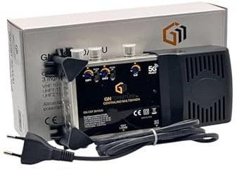 CENTRALINO MULTIBANDA 3 INGRESSI SEPARATI REGOLABILI VHF - UHF - E UHF 118DBµV 30 DB USCITA TEST 20dB CON FILTRO 5G