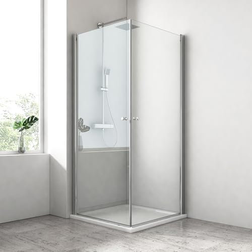 EMKE Duschkabine 90 x 90 x 185 cm Pendeltür Dusche, Duschabtrennung Komplettdusche Eckeinstieg Duschkabine Duschtür Falttür, 6mm Duschwand Glas Duschkabinen Fertigdusche Komplettdusche