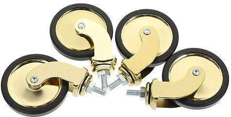 GLEAVI 4 Stück Verschleißfeste Goldene Lenkrollen 3 Zoll Für Haushaltswaren Austauschbare Transportrollen Mit Gummireifen Universelle Möbelrollen Für Werkbänke Schlafzimmermöbel